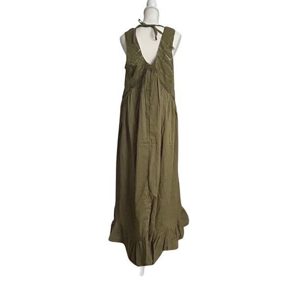 ASOS DESIGN Olive Hanky Hem Maxi Dress Scoop Neck Boho‎ Chic Party Dress-Size 10 - Picture 6 of 8